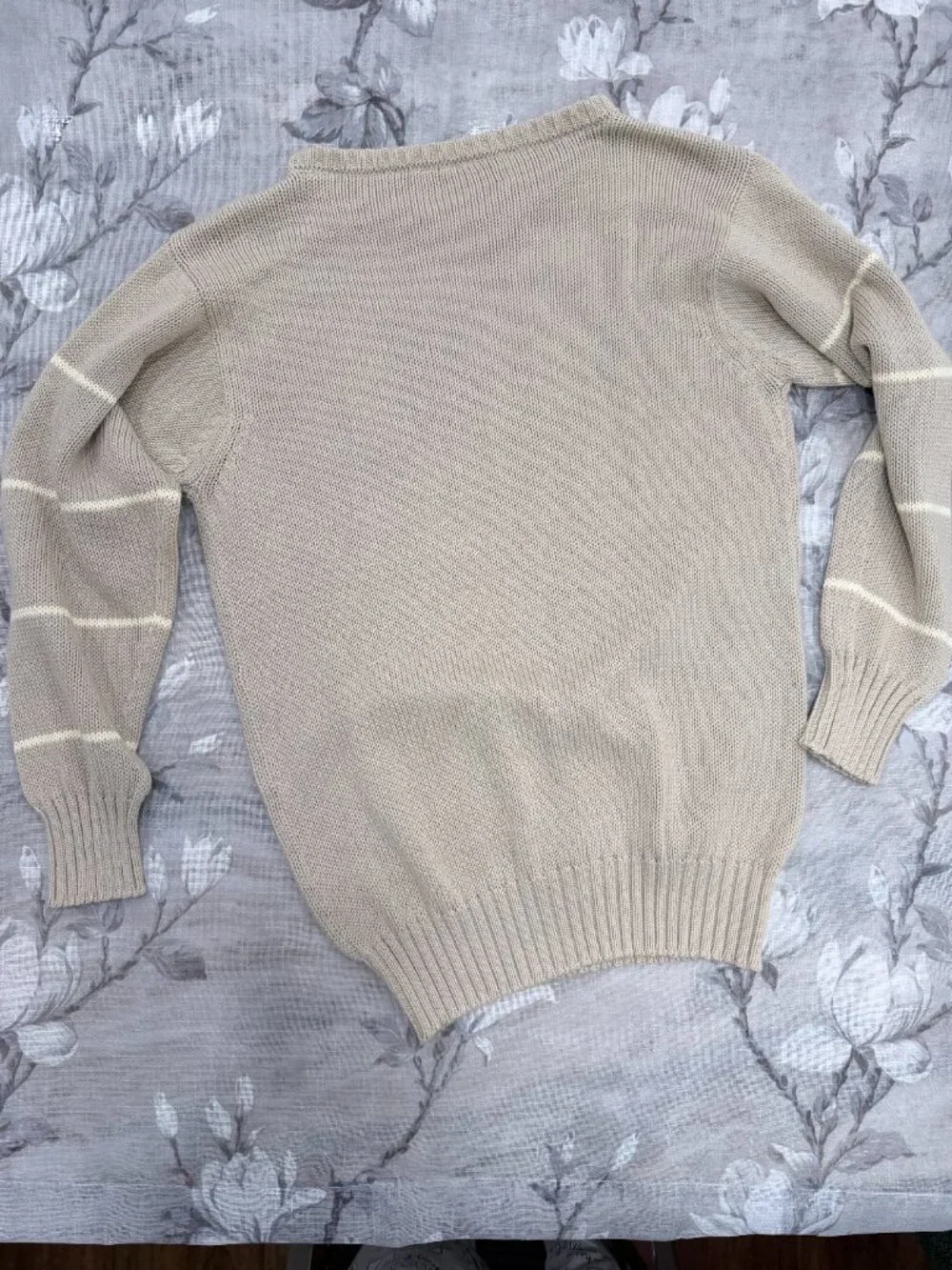 Vintage Braemar Scotland Cotton Knit Sweater Mens Small Neutral Old Money Preppy